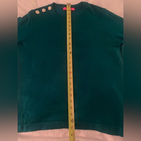 Lilly Pulitzer Morgan Teal Sweater with Rhinestone Buttons L - Picture 8 of 9